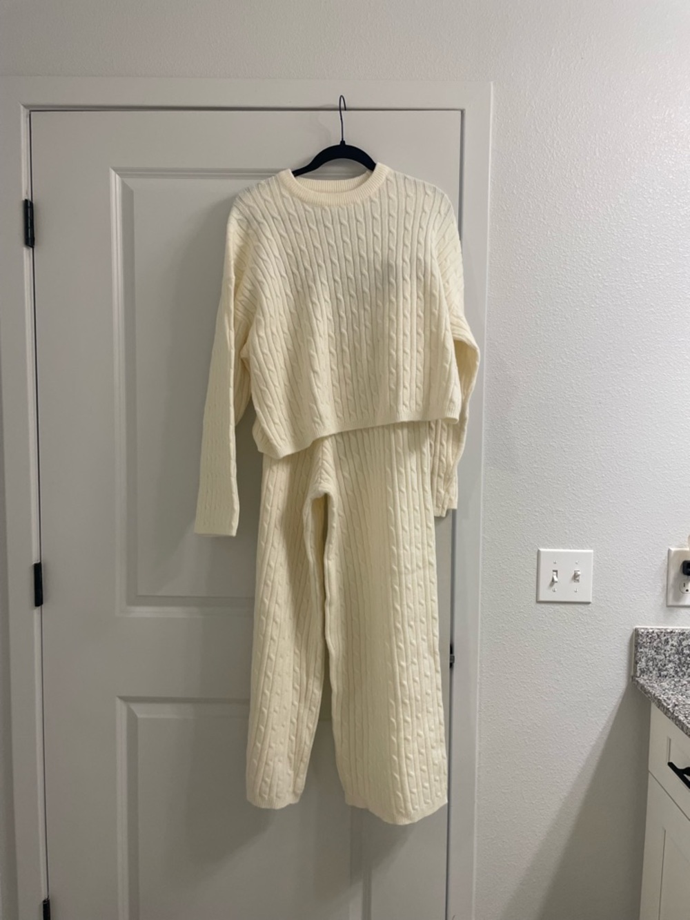 Cream Cable Knit Sweater & Pants Set